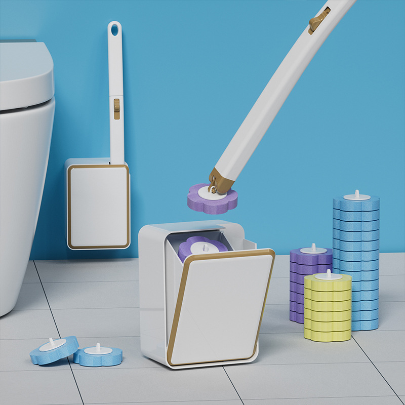 Wall-Mounted Toilet Brush Set Dissolving Replacement Head Toilet Cleaning Brush Household No Dead Corner Disposable Toilet Brush