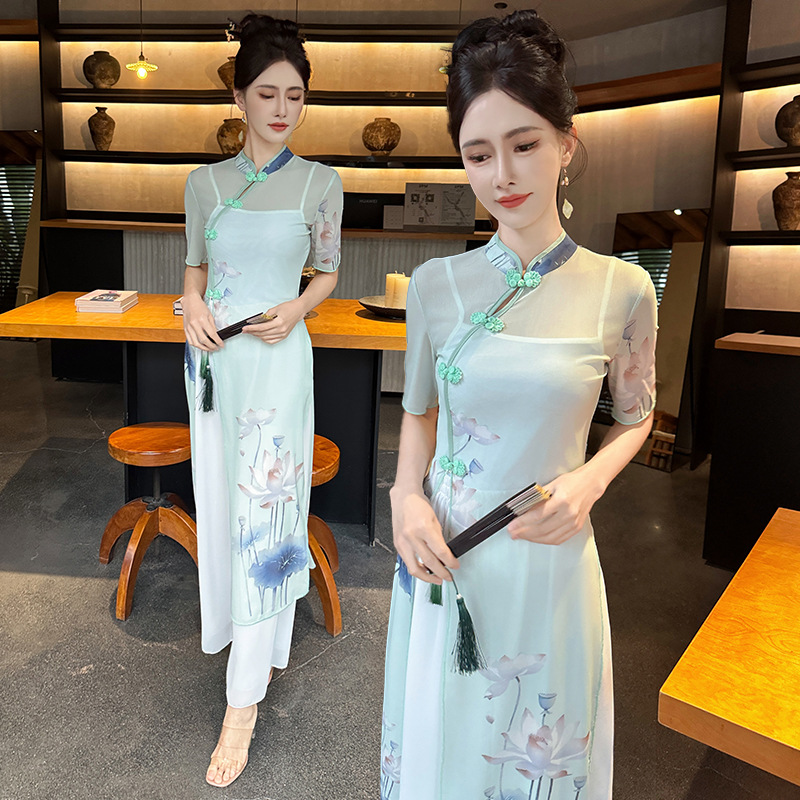 Foot Bath Health Hall Chinese New Products Beauty Salon Technician Work Clothes Elastic Breathable plus size Retro Chinese Style Pants