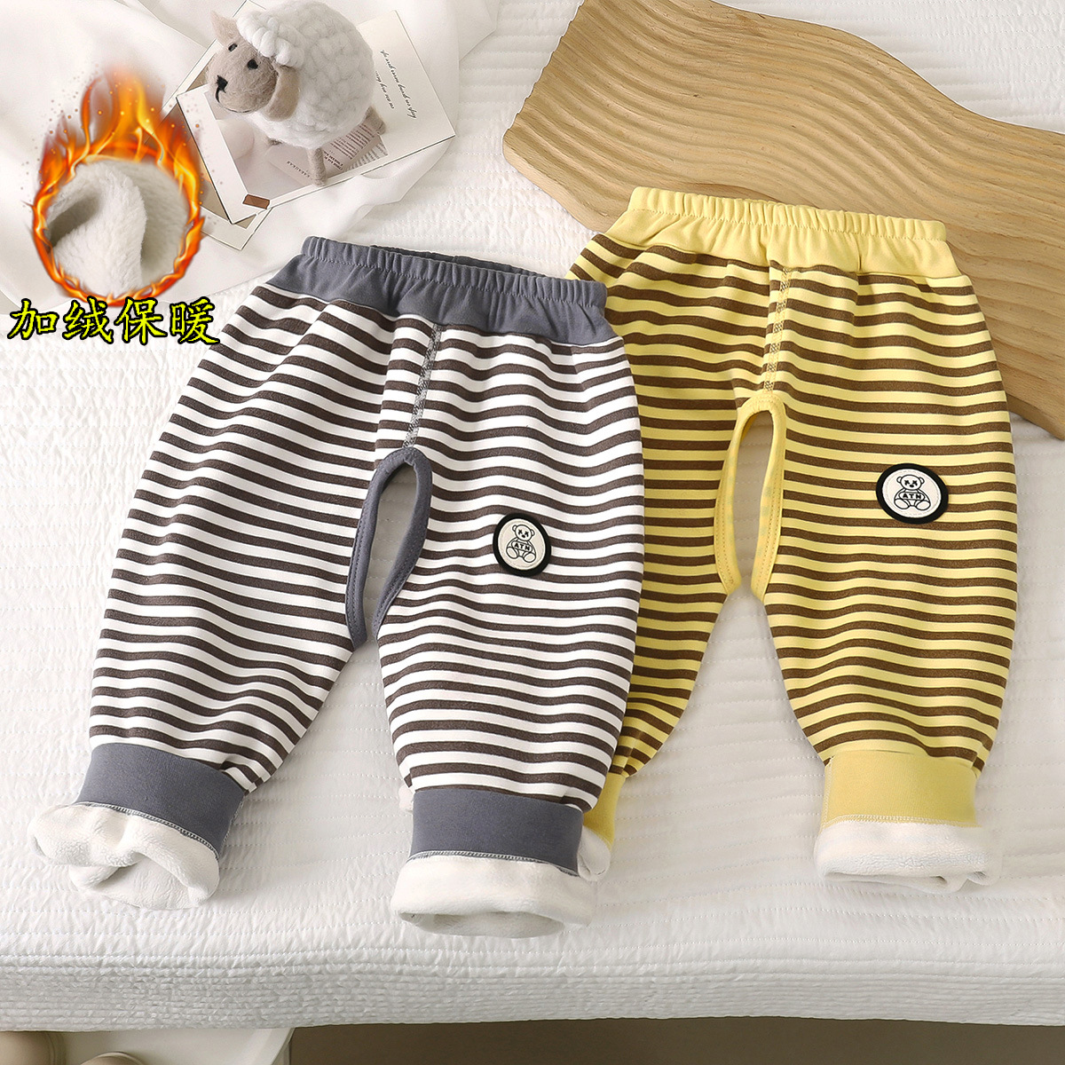 Детские брюки с открытым шагом для весны, осени и зимы, утепленные флисом, высокие брюки для защиты живота, бесшовные леггинсы для малышей