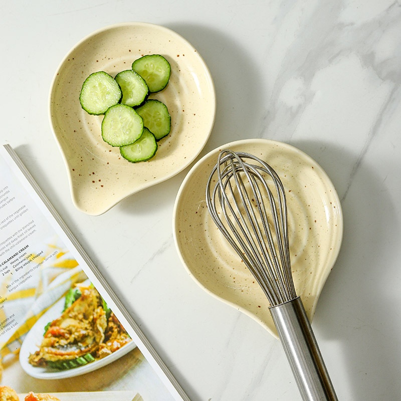 Kitchen Ceramic Spoon Tray Spoon Holder High-Value Household Tableware Placement Tray Snack Snack Tray Cross-Border Wholesale