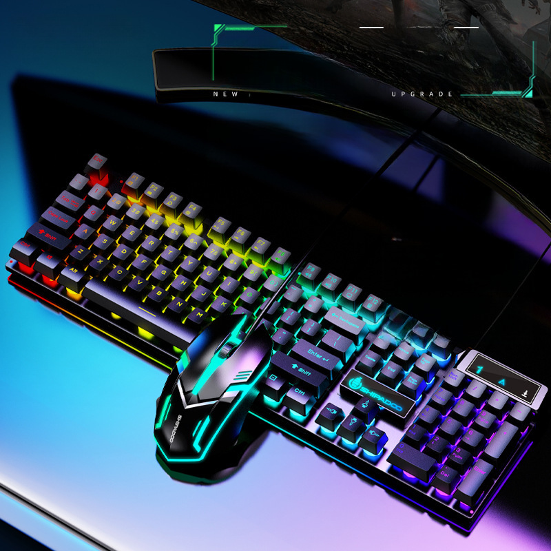 Shibadu D500 Thick Suspended Keycap Mechanical Feel Gaming Luminous Keyboard Mouse Computer Keyboard and Mouse Set