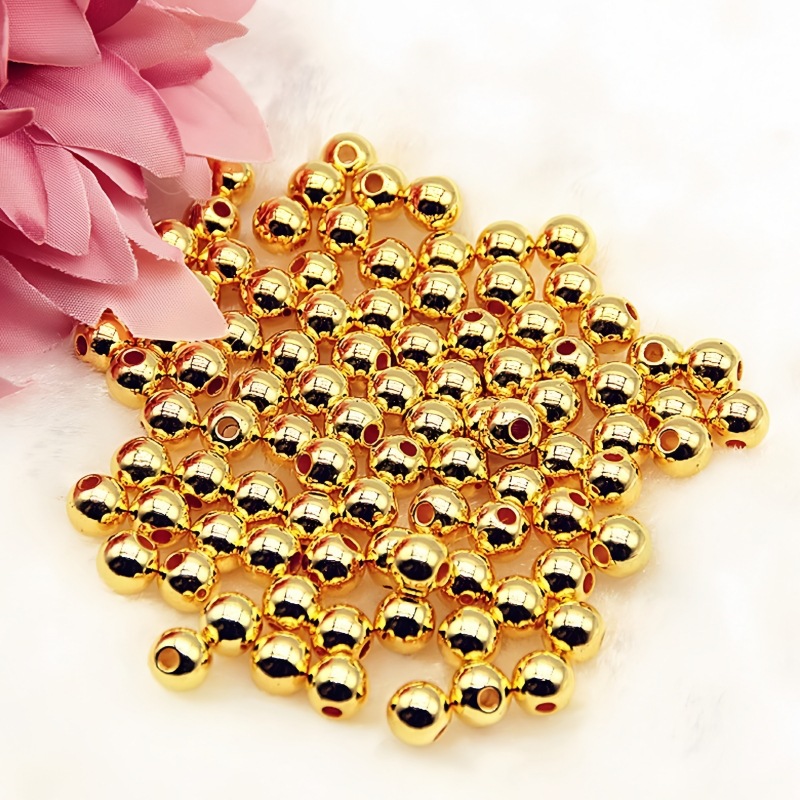 18K Gold Bead Accessories Au750 Color Gold 4-5mm DIY Bracelet Necklace Pendant Ancient Bright Surface Positioning Beads Wholesale