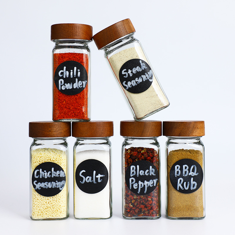 Многофункциональная стеклянная бутылка для приправ, бутылка для посыпки, крышка из бамбука, стеклянная бутылка для приправ, банка для соли, банка для приправ