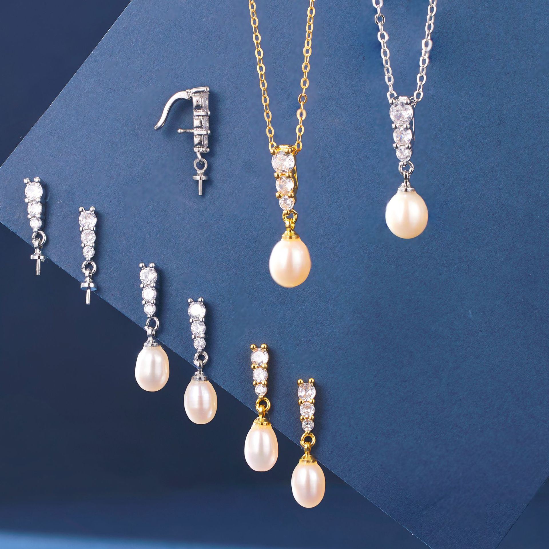 Серьги с жемчужинами и сверкающими бриллиантами для женщин, французский дизайн, доступная роскошь, короткие серьги, нишевая мода