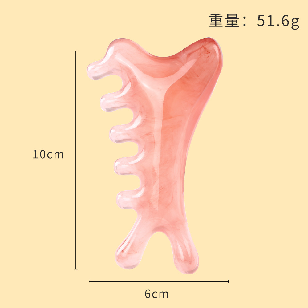 Resin multi-functional four-in-one massage comb sandalwood scraping head therapy facial tendon pulling point tendon head meridian comb