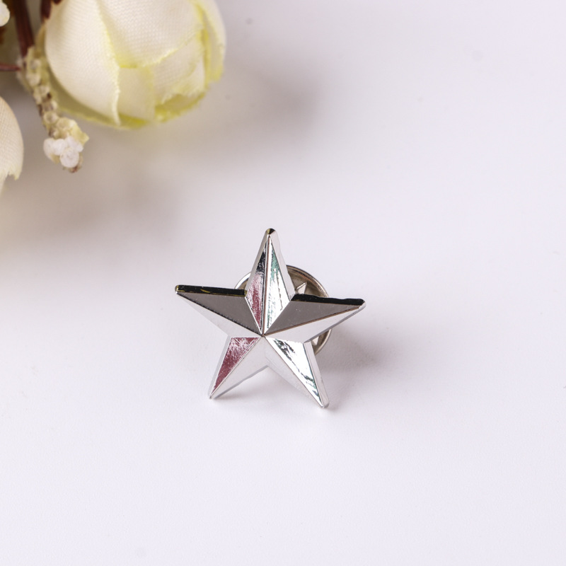 Zinc alloy five-pointed star badge metal three-dimensional costume accessories souvenir pin badge badge customization