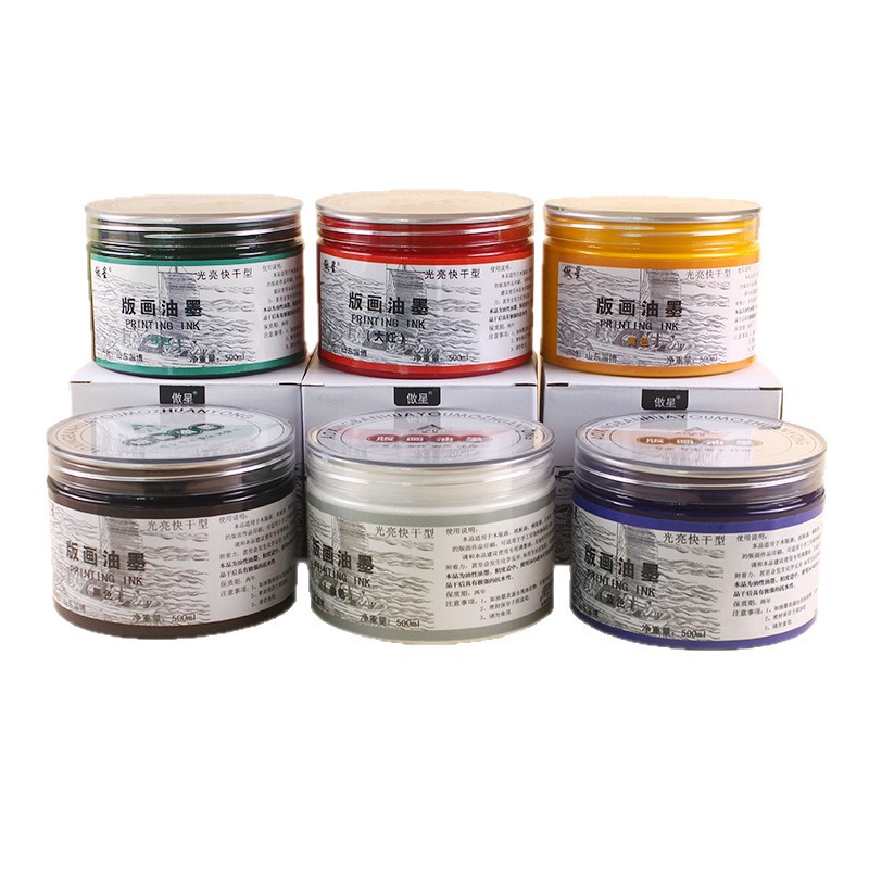 Printmaking Ink 6 Colors 500ml Barrel Ink for Hand Rubbing Movable Type Printing Pigment Printmaking Materials Wholesale