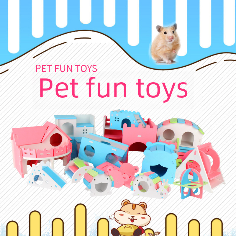 Hamster toy wood plastic Golden Bear to avoid hamster cage landscaping supplies pet nest hut assembly cross-border supply