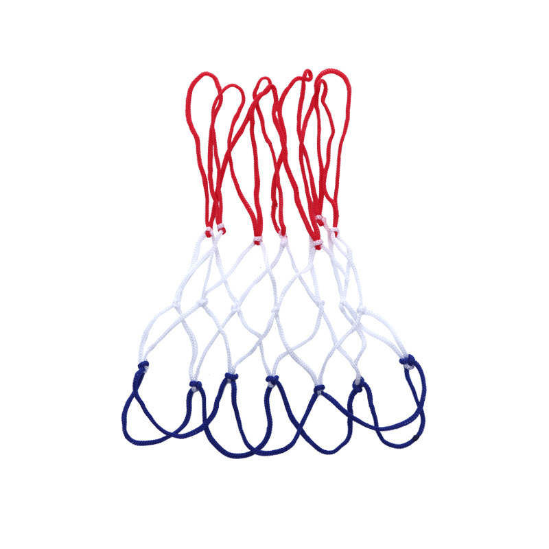 Basketball net portable basketball pocket thick and durable red, white and blue three-color polyester rope game net for children