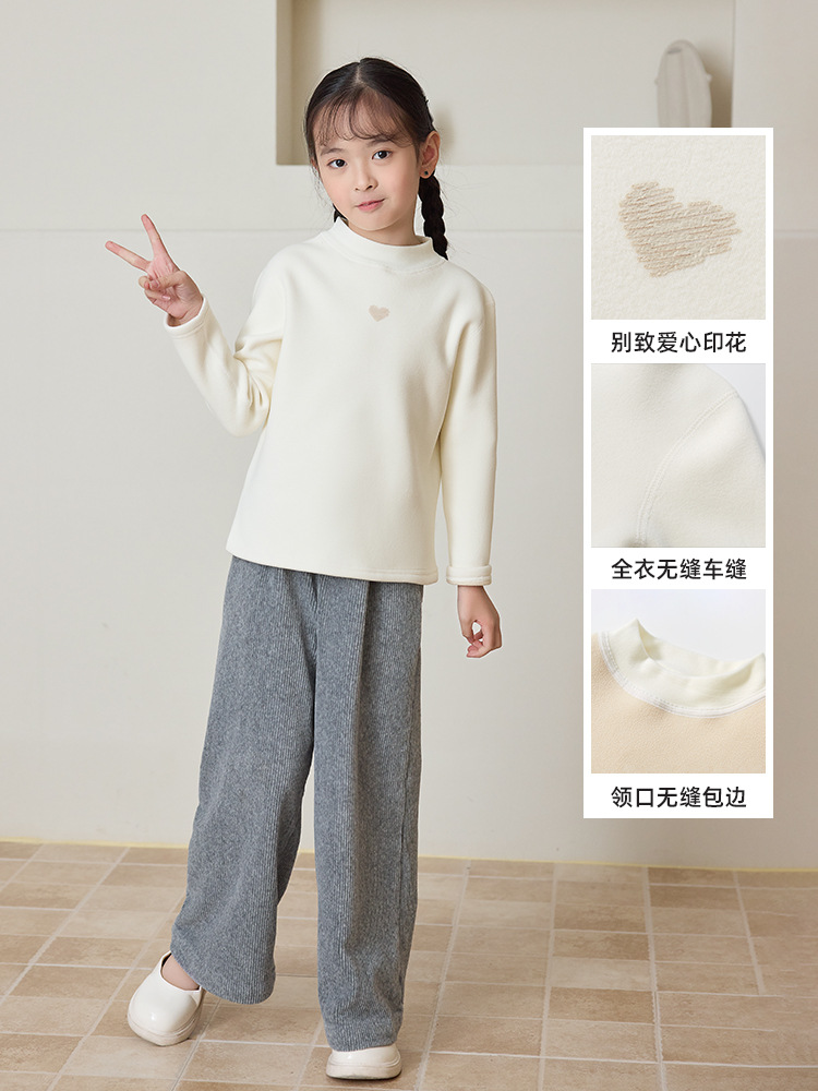 Girls' Winter Velvet Bottoming Shirt, Kidsren's Inner Half Turtleneck Bottoming Shirt, Baby Girl's Thickeneded Warm Top, Category a