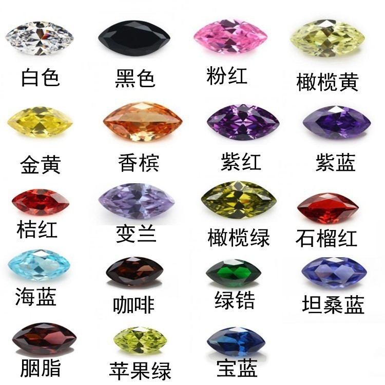 Factory wholesale 1.5*3-8*16mm horse eye shaped silver jewelry inlaid with DIY synthetic gemstone zircon bare stone