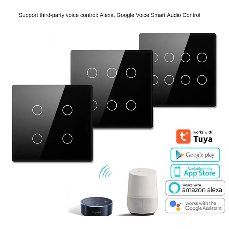 Tuya 124 Бразильская спецификация Wifi умный выключатель нулевая линия огня сенсорный выключатель приложение регулируемая подсветка лампы