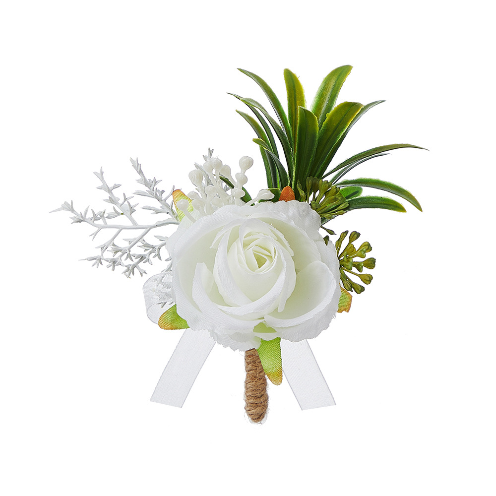 European style bridegroom best man corsage wedding white rose artificial flower brooch wedding bridesmaid high-class wrist flower