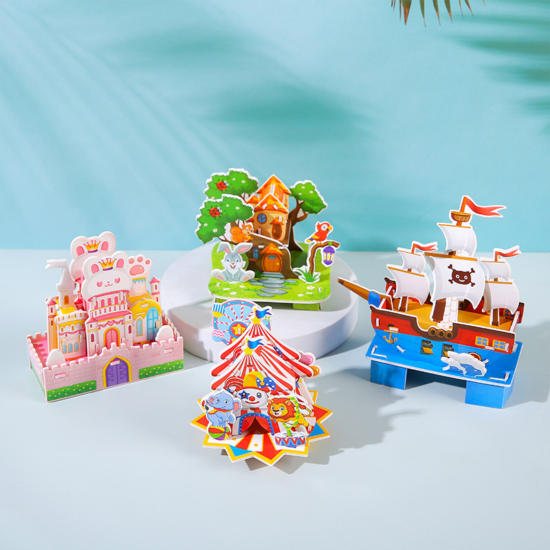 Мультяшный 3D стерео дом пазл детские DIY пазлы игрушки для детского сада раннего образования оптовые сборные игрушки