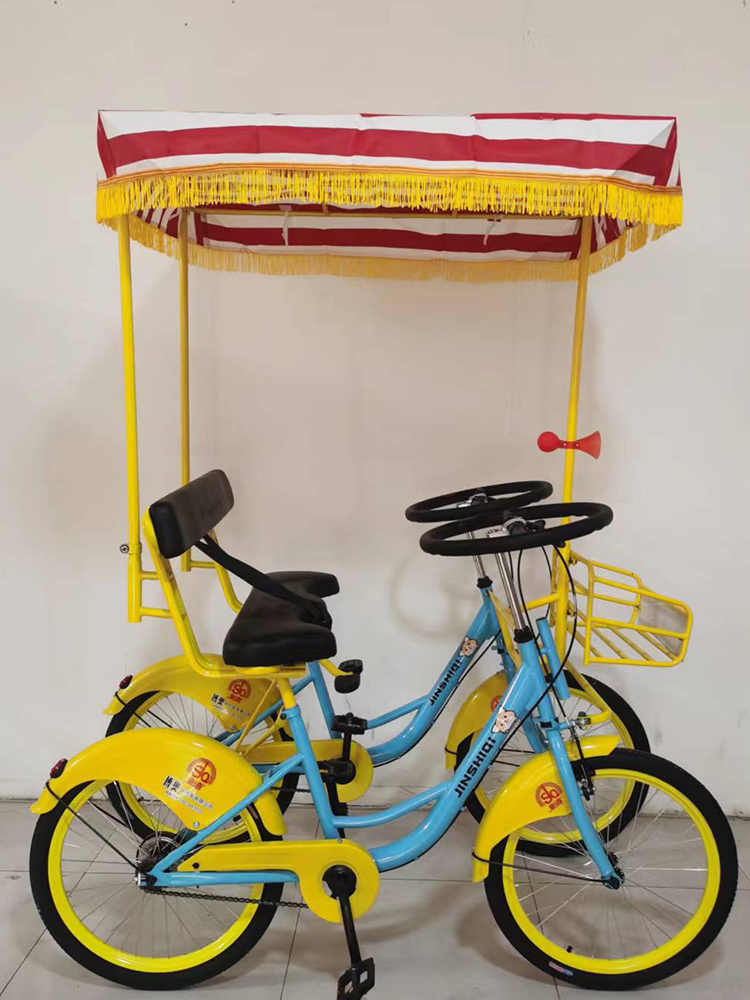 Two-Person Bicycle, Four-Wheel Family Three-Person Bicycle, Scan Code to Unlock, Return Vehicle, Time-Based Charging, Iot