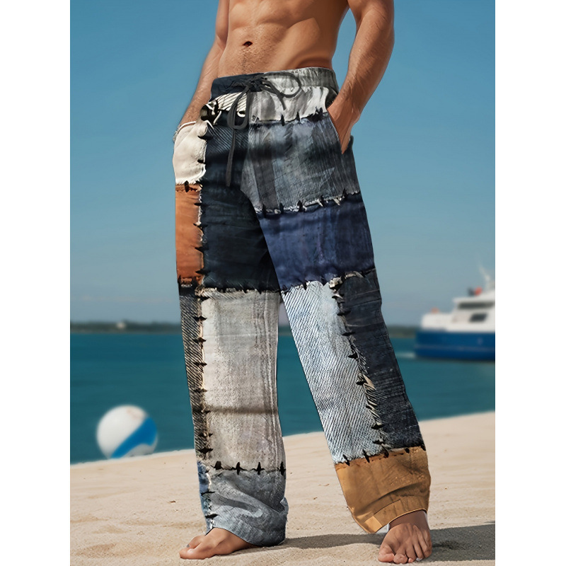 Мужская футболка с 3D цветным блоком 2026 новый кросс-бордер дропшиппинг