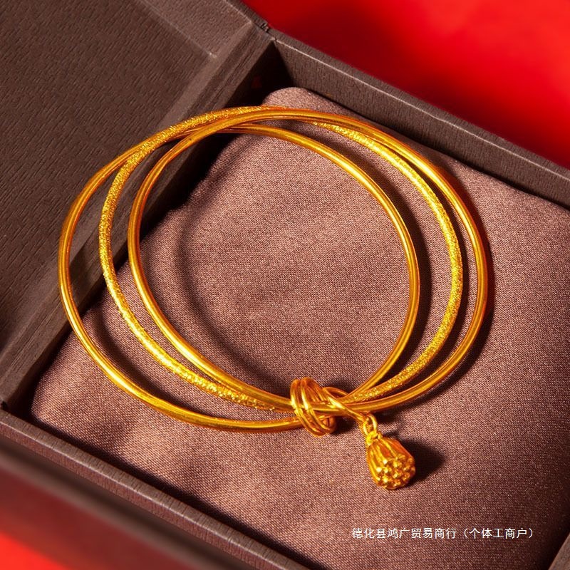 Authentic [Vietnamese Sand Gold] Engagement Three-Gold Imitation Necklace Women's Wedding Necklace Set Hardware Set Dao Hong Guang
