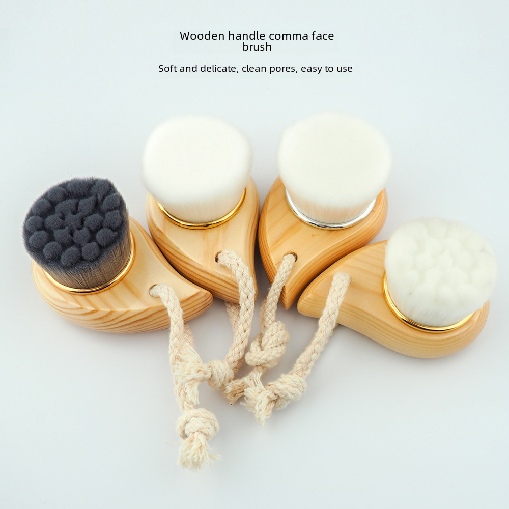 Comma face washing brush soft hair face cleaning remover artifact manual facial cleansing wooden handle cleansing brush manufacturer in stock