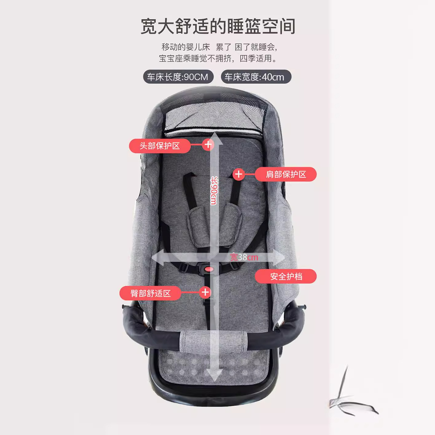 Folding Baby Stroller Can Sit and Lie Down, Lightweight Four-Wheel Shock-Absorbing Stroller, Baby Stroller, Out Stroller
