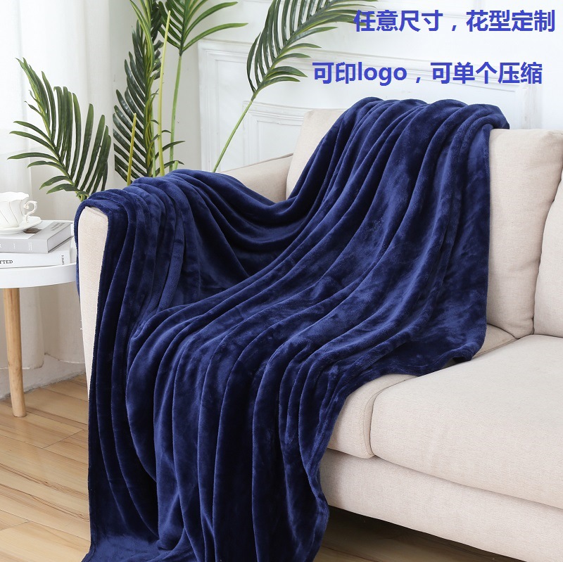 Factory wholesale thick blanket solid color gift blanket single nap coral fleece blanket winter flannel blanket