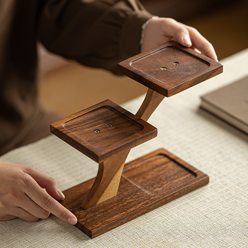 Solid Wood Multi-layer Storage Rack Desktop Tea Cup Teapot Display Rack Tea Table Accessories Storage Rack Household Balcony Multi-meat Rack