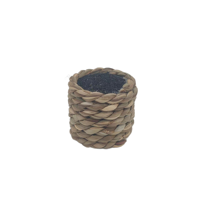Cross-Border Popular Simulated Straw Flower Pot Base Factory Direct Sales Can Be Matched with Various Green Plants, Beautiful and Elegant Simulated Pots