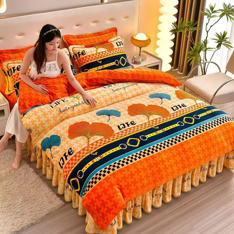 Winter Double Thickeneded Double-Sided Velvet Quilt Cover Single Flannel Plush Warm Quilt Cover Coral Special Price Fleece-Lined Single Piece