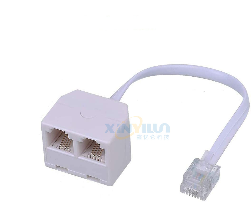 Phone 2 RJ11 6P4C telephone socket phone one male 2 female RJ11 telephone adapter