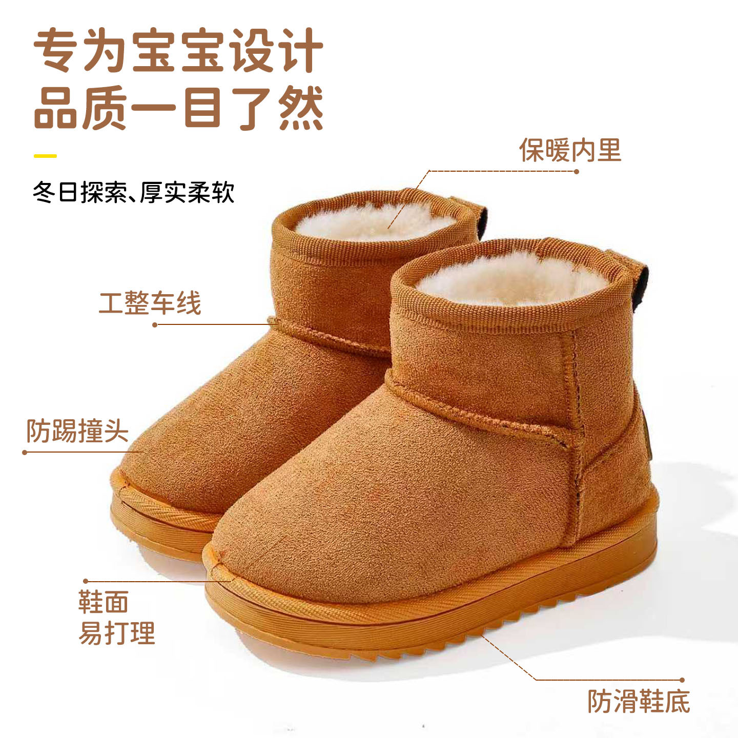 Children's Snow Boots Winter New fleece-lined Thickened Winter Boots Girls Soft Sole Cotton Boots Boys Baby Cotton Shoes