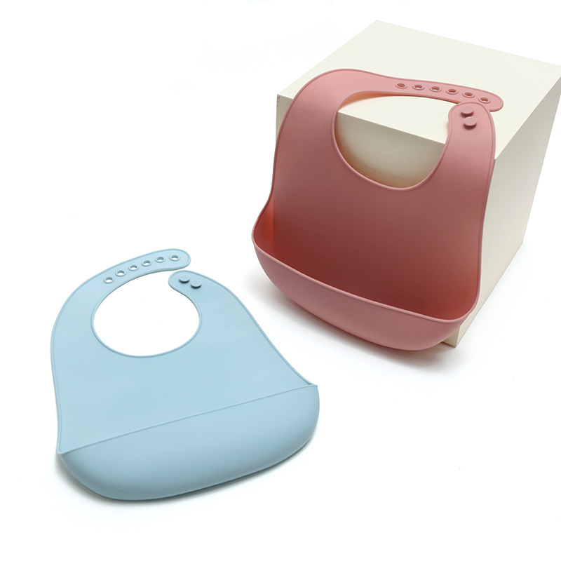 Cross-border Baby Silicone Bib 1-year-old Baby Ultra-thin Silicone Slippery Bag Waterproof Easy-to-clear Children Baby Rice Bag