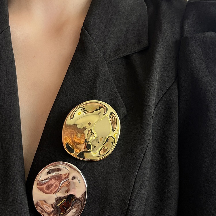 Брошь с асимметричным круглым дизайном, французский ретро-стиль, высококачественная брошка для свитера