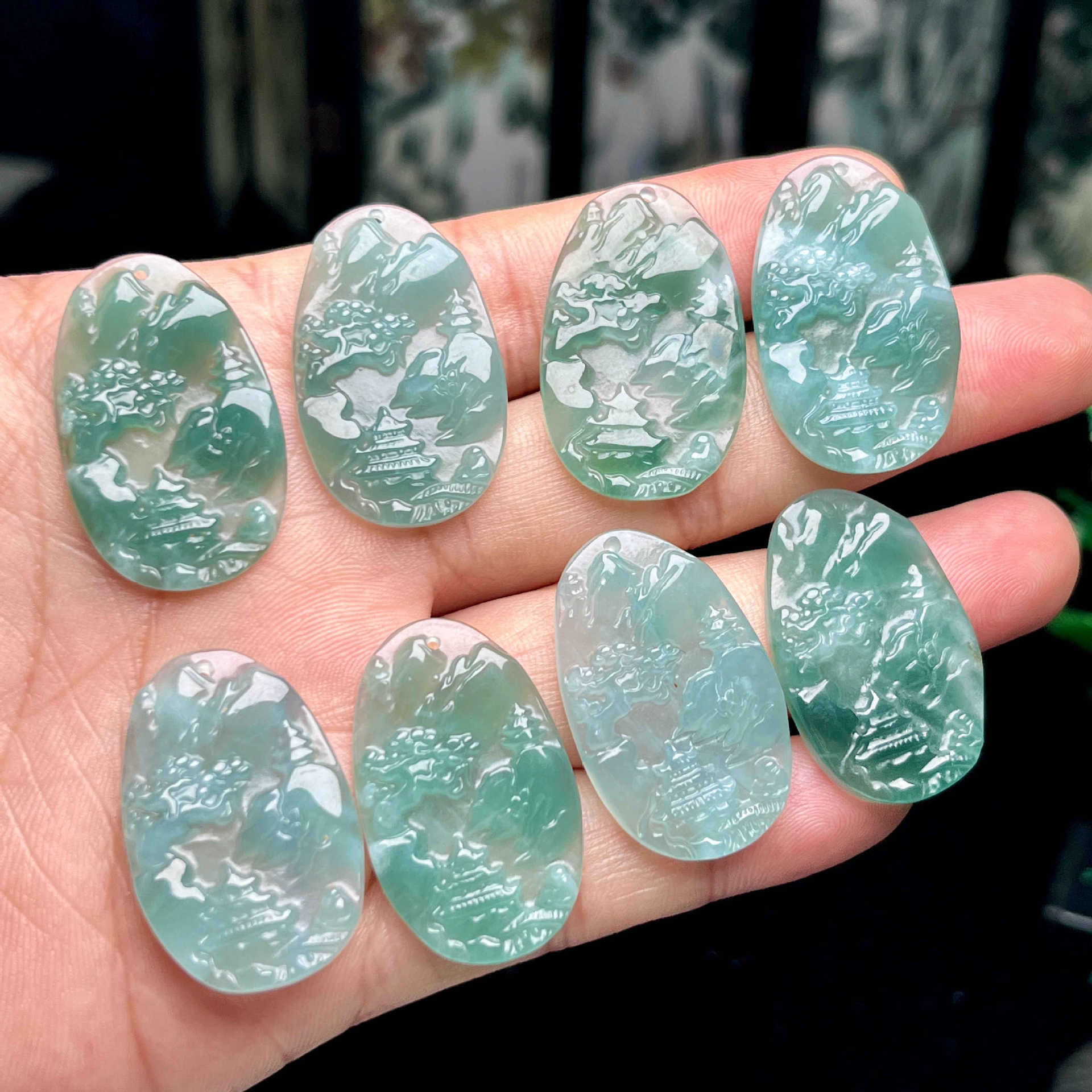 Натуральный нефрит A-Grade кулон, ледяной зеленый цвет пейзажный кулон, подлинные ювелирные изделия и оптовая продажа нефрита