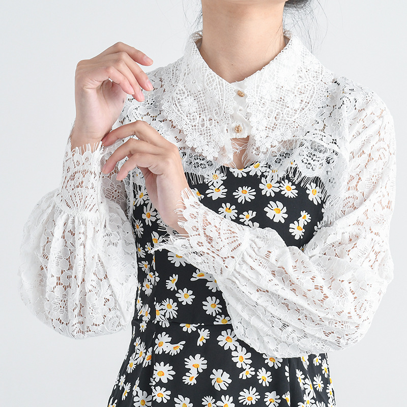 Fake collar long sleeve fake shirt Women's outer wear anti-exposure outer wear sun protection clothes with suspenders dress