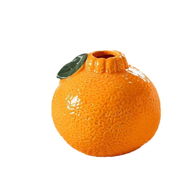 Creative Internet Celebrant Orange Ceramic Vase Water Raising Green Rose Hydroponic Vase Desktop Office Decorative Ornaments