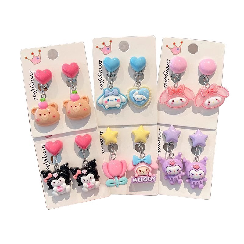 Children's Ear Clip Cartoon Kuromi New Girl Toy Earrings Girl Earrings Earrings Baby Gift Earrings