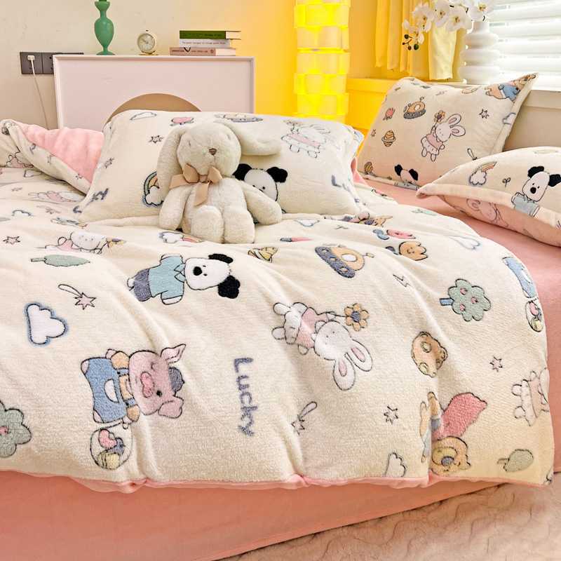 Nantong Home Textile Bedding 2025 New Thickened Snowflake Velvet Set Series - Scene Two Group Purchase Wholesale