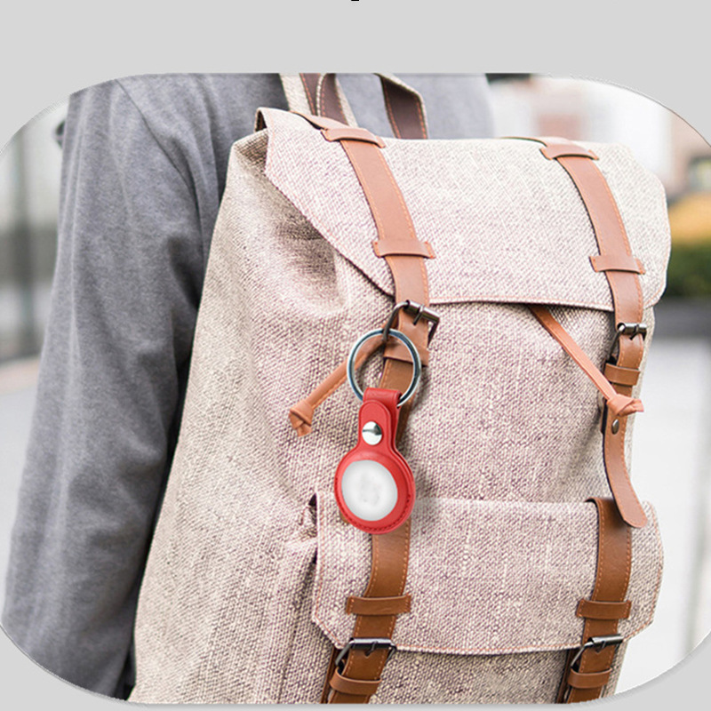 Suitable for Apple Airtag Leather Protective Case PU Leather Case Keychain iPhone Tracker Foreign Trade Anti-lost Anti-drop