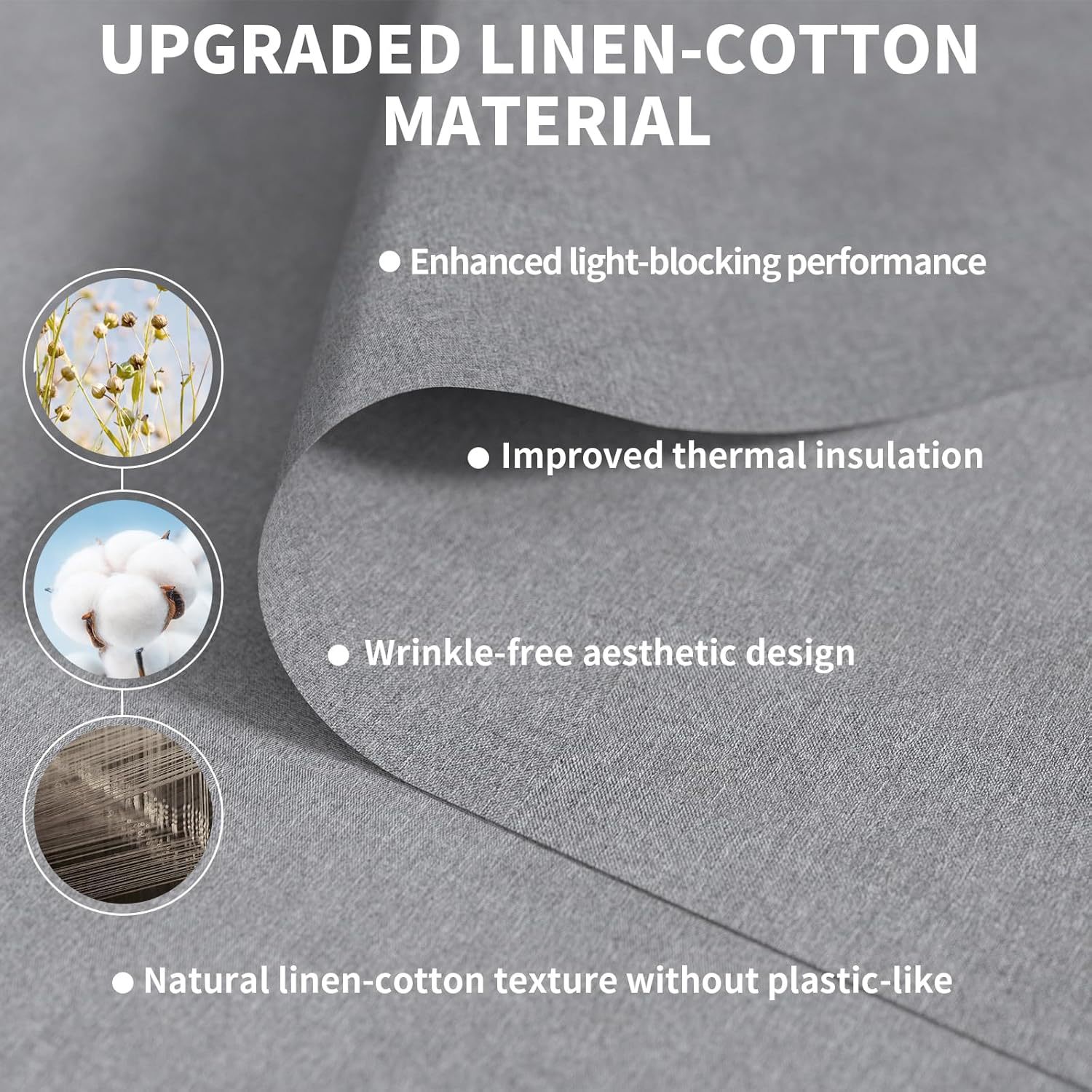 Upgraded Full Blackout Wrinkle-Free Linen Curtains Amazon Portable Sunshade Can Be Cut to Size for Heat Insulation, Sun Protection, and Cold Protection