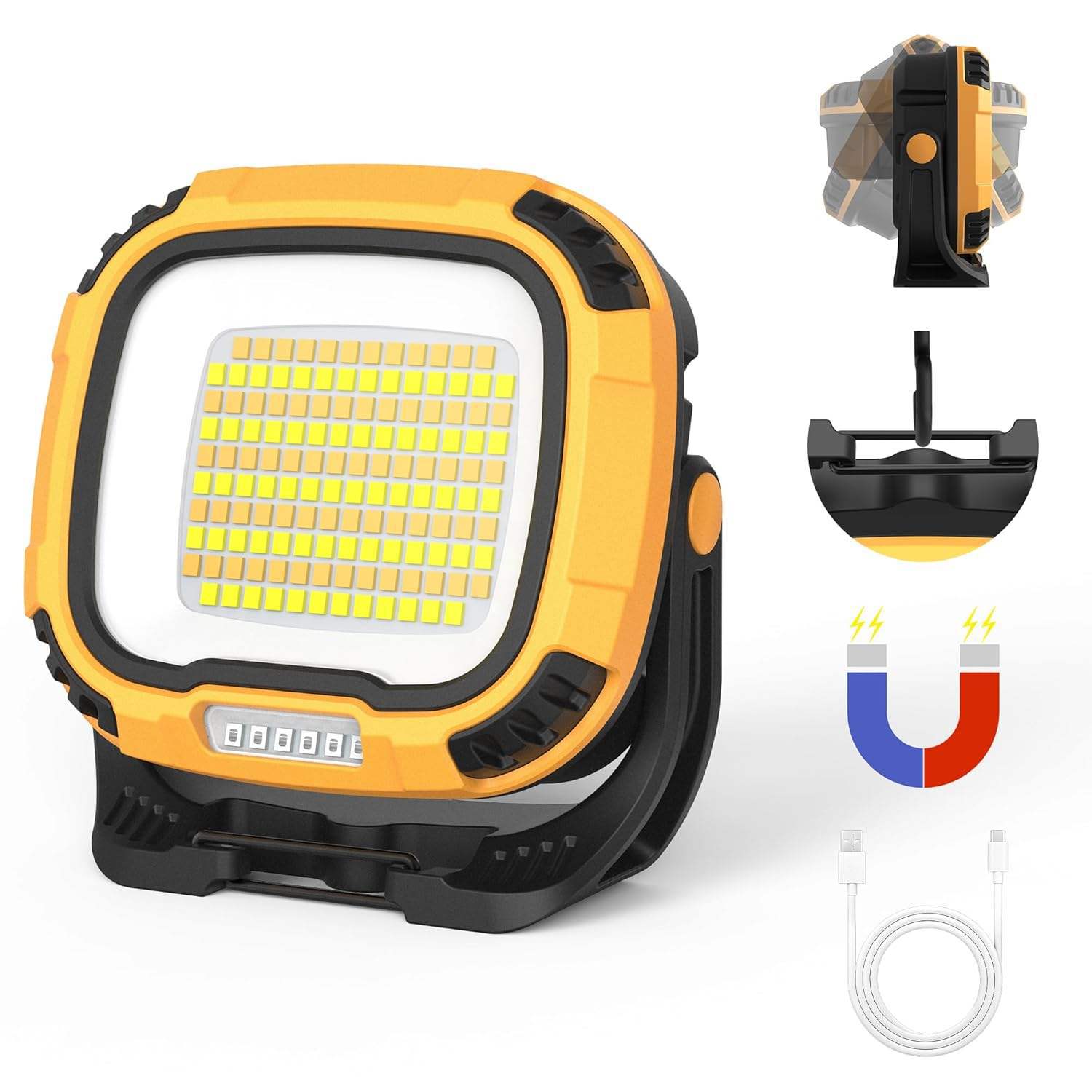 LED multi-function work lamp rotatable strong magnetic adsorption charging floodlight multi-light source emergency bracket flashlight