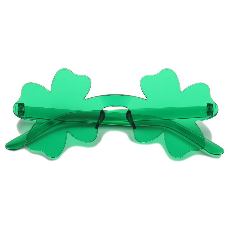 New European and American Cross-Border Frameless Four-Leaf Clover Sunglasses Irish St. Patrick's Day Dance Party Glasses