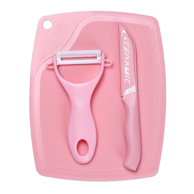 Spot Three-piece Set 120g Set Fruit Melon Planer Cutting Board Kitchen Gift Stainless Steel Peeling Three-piece Knife