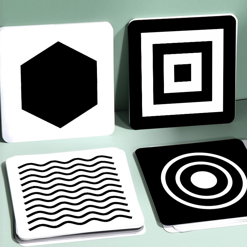 Baby Early Education Card Black and White Card Newborn Visual Stimulating Card 0 to 3-6 Months Baby Chase Color Card