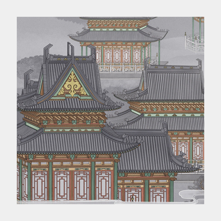 Wall Decoration Painting High-End Custom Thermal Transfer Mural Whole House Living Room Corridor Bedroom Wall Covering Background Cloth Seamless