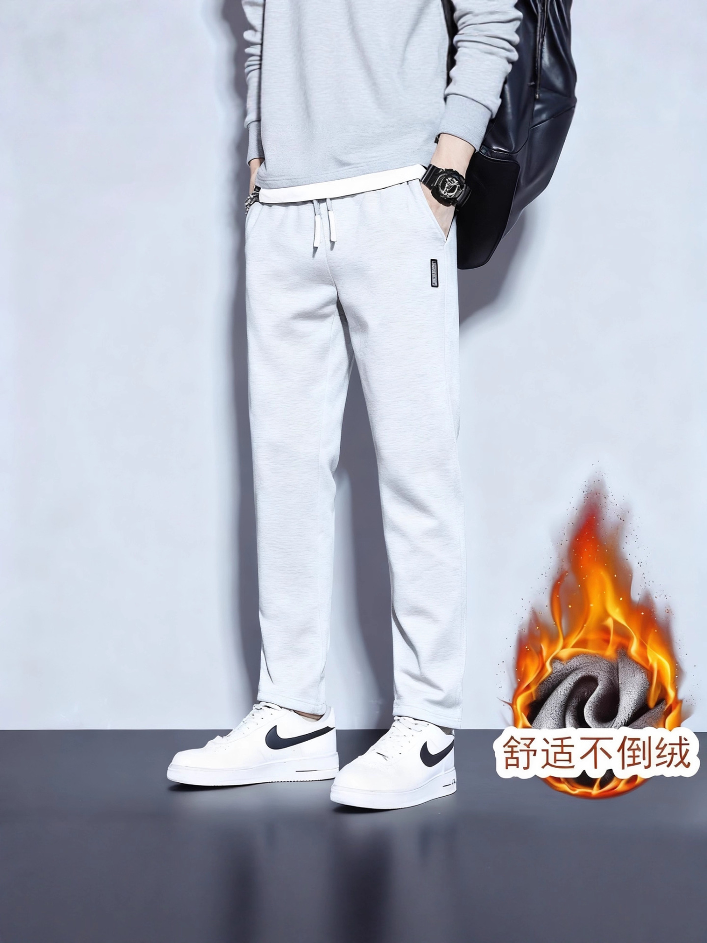 Shirts, Casual Clothing, Fleece-Lined Pants for Men, Korean Style, Large Size, Fashionable, Trendy, Foreign Trade Supply, Ready Stock, Wholesale Straight-Leg Pants