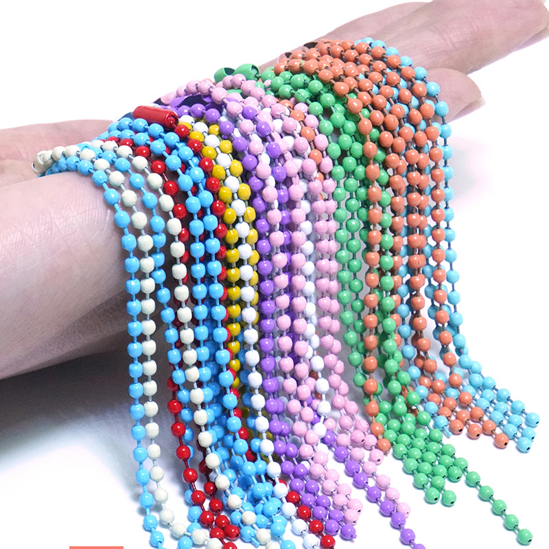 Color bead chain 10cm 12cm bead chain diy jewelry accessories tag chain paint goo card hanging chain pendant