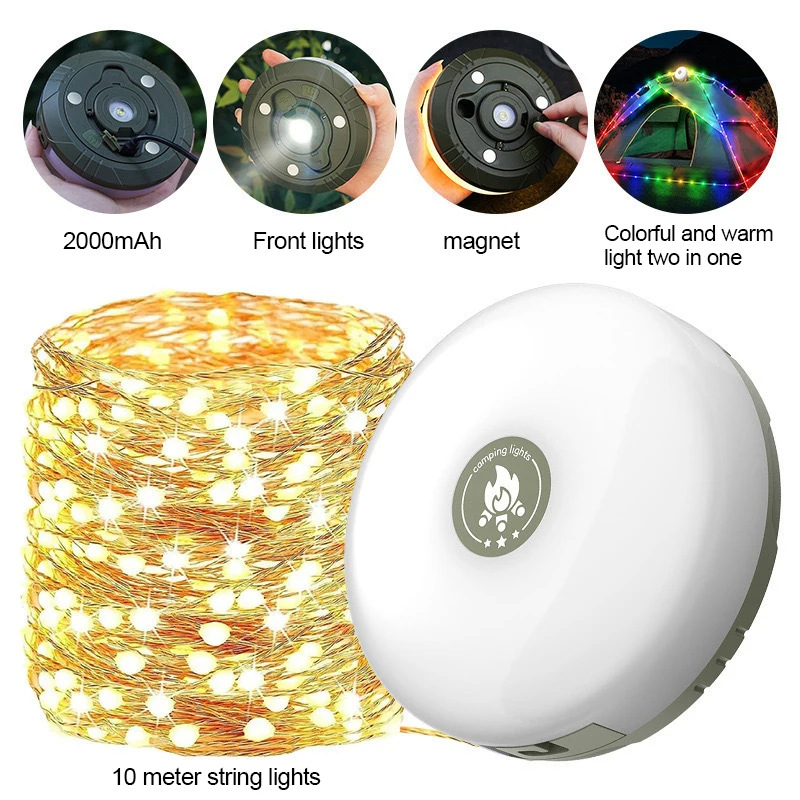 Складной кемпинговый фонарь лента свет строка супер длительное время работы палаточный фонарь висячий фонарь атмосферный свет с рождественскими огнями