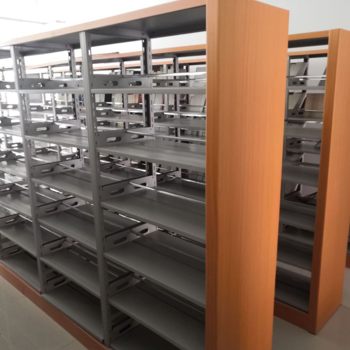 Library Steel Bookshelf School Reading Room Bookstore Single and Double-Sided Storage Display Rack Floor-Standing Bookcase Storage Cabinet