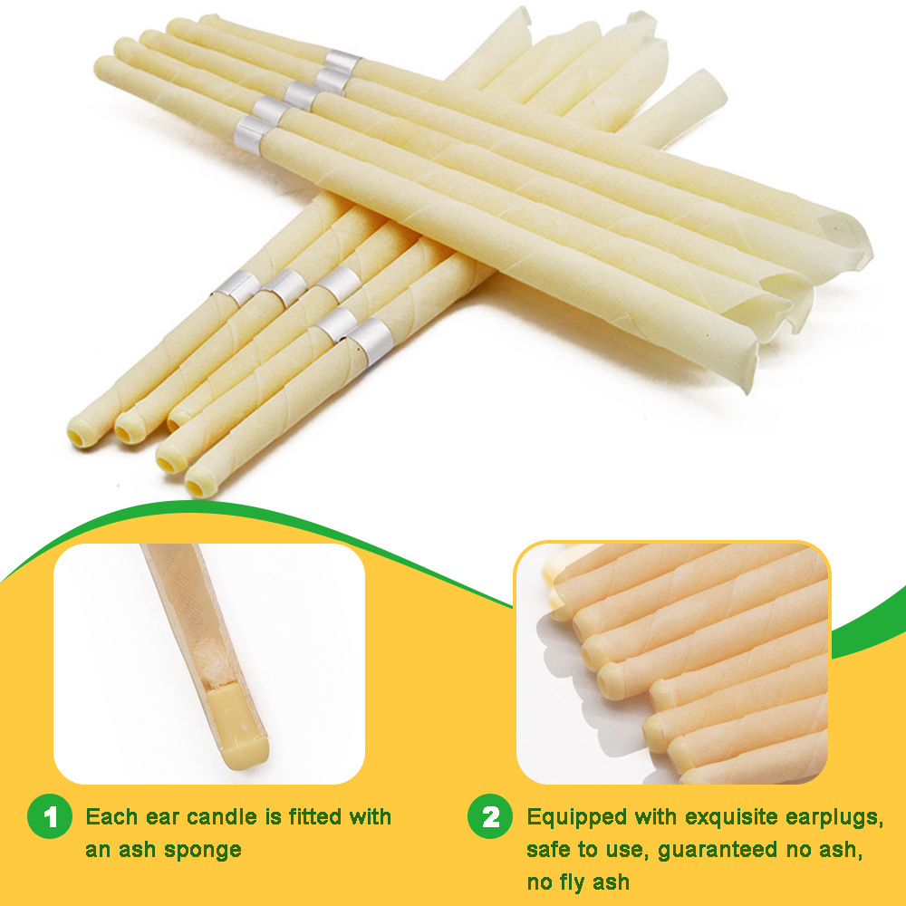 in stock Cross-border Best Selling Silver Label Horn Ear Candle Aromatherapy Ear Candle Horn with Plug and Cotton Swab 10 Pack