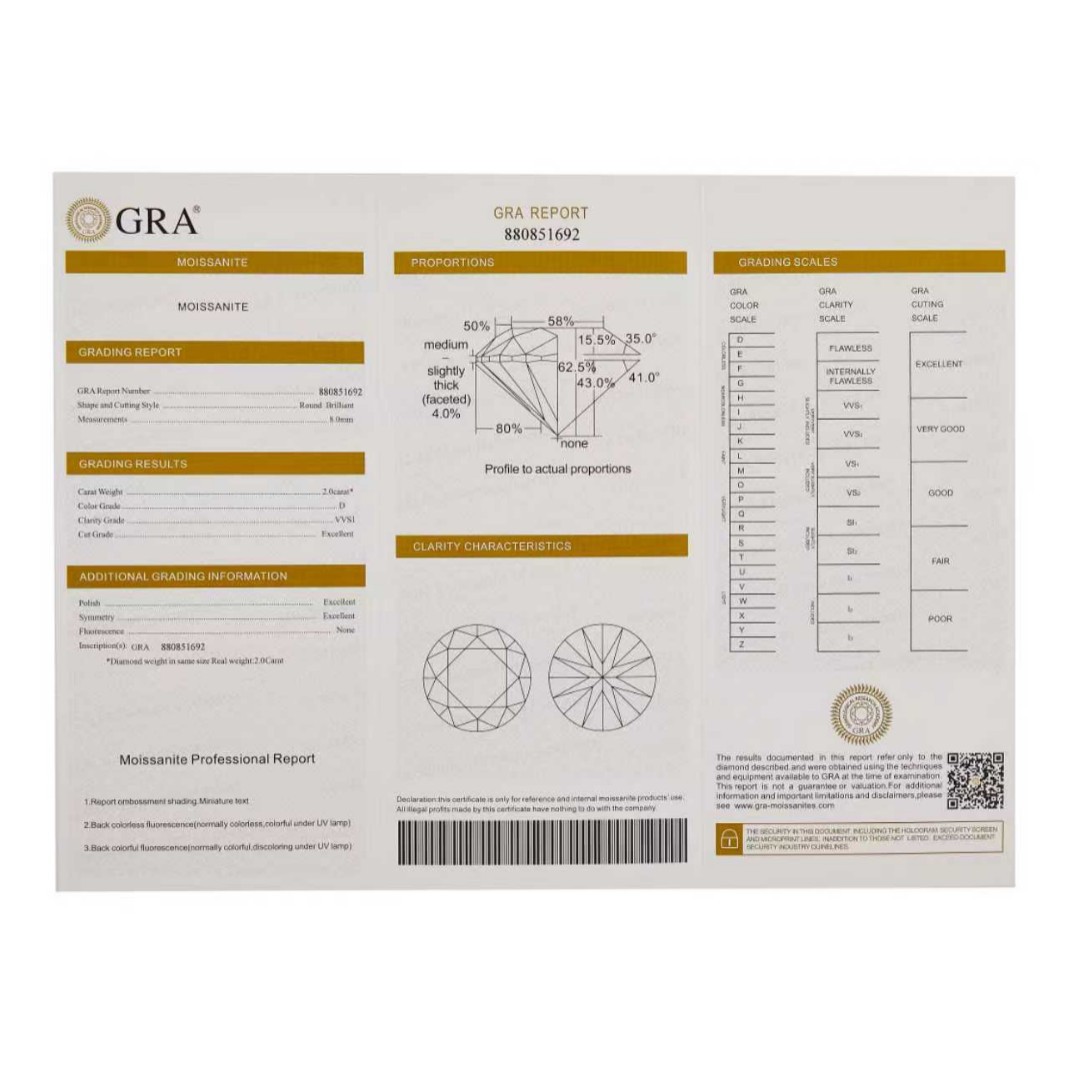 Moissanite Gra Certificate Black Card Envelope Loose Stone Certificate Multiple Sizes Available for Wholesale Inquiry