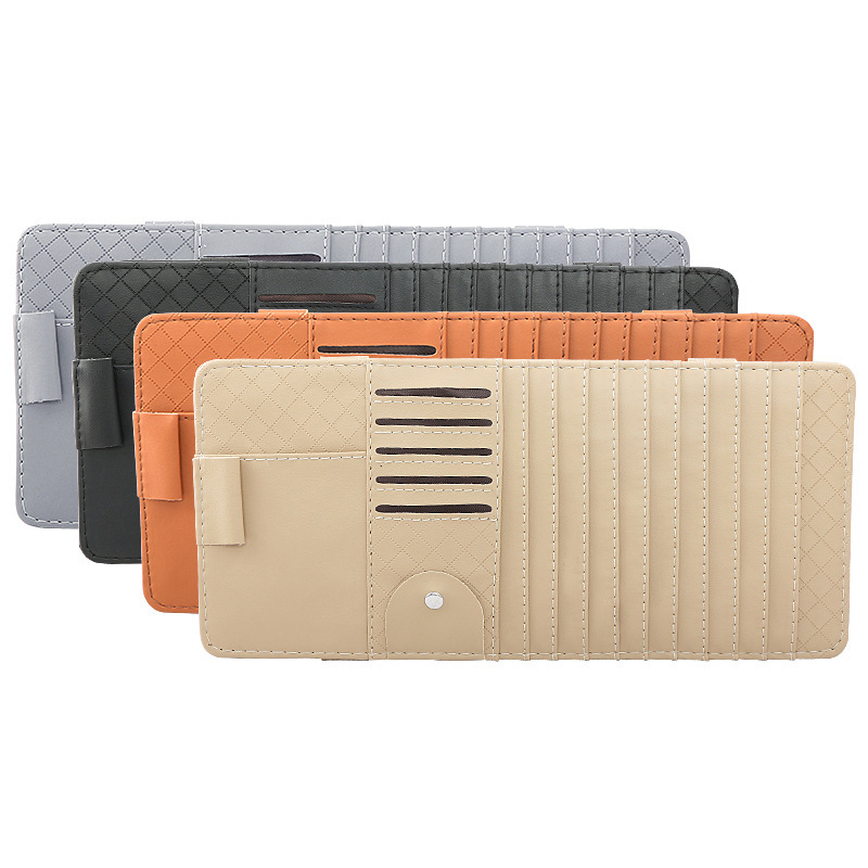 Car card bag storage bag leather driver's CD board disc storage bag car sunshade storage summary